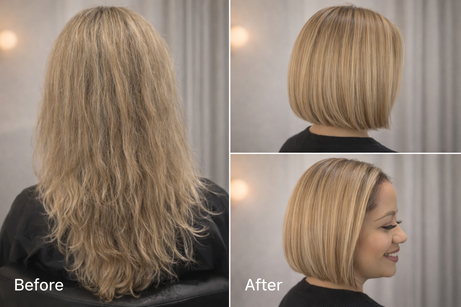 Transformacion de corte y peinado en cabello rizado largo